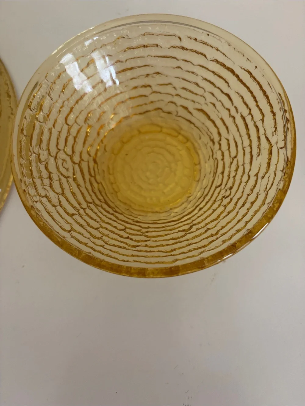 Vintage 1970 Anchor Hocking Textured Honey Amber Chip & Dip Set